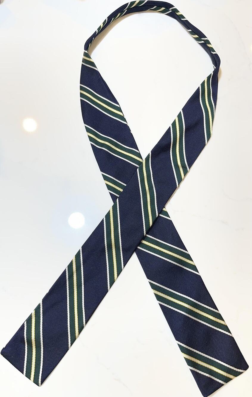 VTG Blue 100% Silk Neck Tie Mens Striped Green White Yellow Business Classic